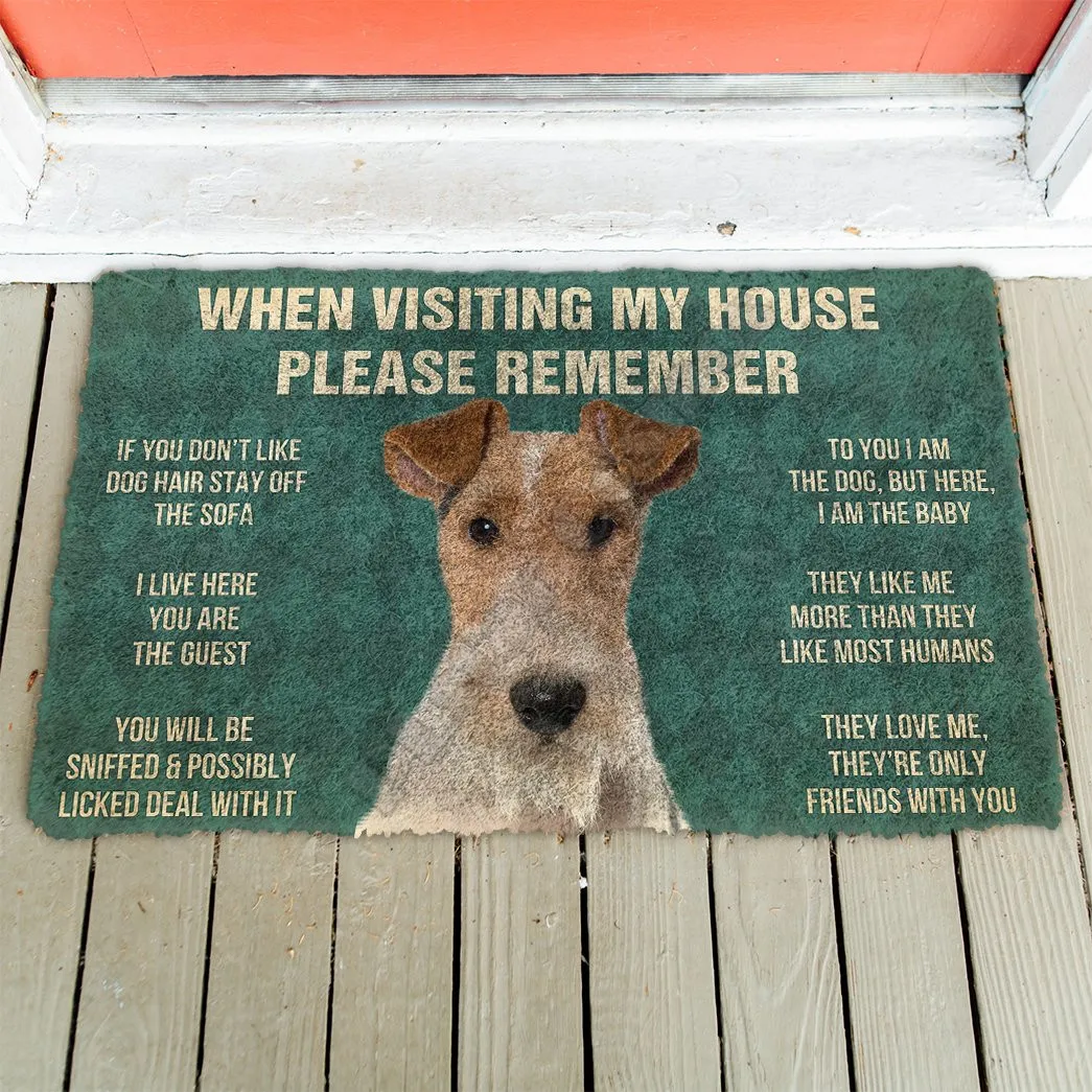 3D Please Remember Fox Terrier Dogs House Rules Doormat Non Slip Door Floor Mats Decor Porch Doormat