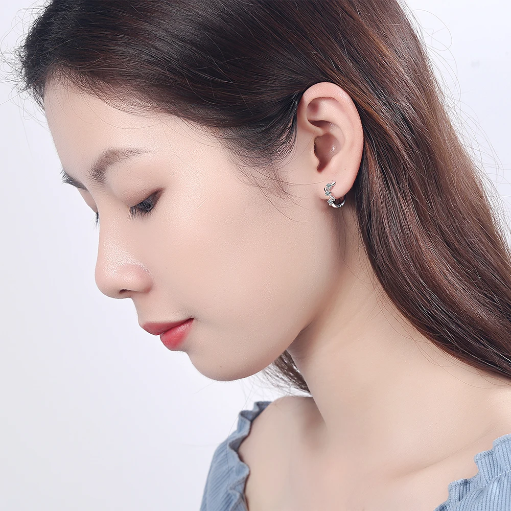 Pendientes de aro de Plata de Ley 925 para mujer y niña, arete de alambre de púas con Clip para la oreja, pendientes S925, regalo para mujer, joyería para Adolescente DS1410