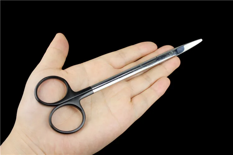 

JZ Surgical instruments medical express comprehensive tissue scissors cutting edge with teeth surgery thin cutter black handle