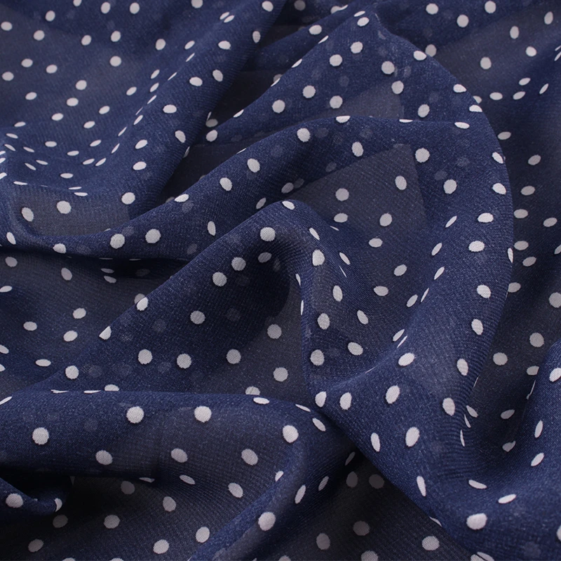 Lightweight Polka Dot Printed Sheer Chiffon Fabric Georgette Fabric Summer Dress Fabric,Black,White,Green,Blue,Red,by the meter