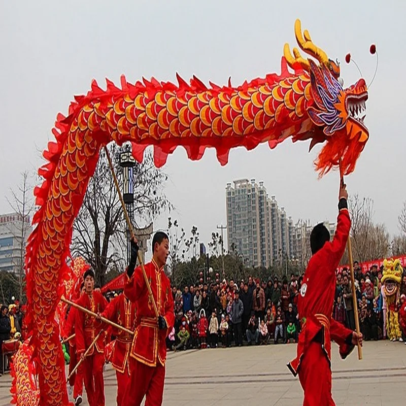 Fantasia de dança de dragão de seda de 7m, 6 jogadores, crianças, tamanho 5, estudantes, adereços de arte, festa, carnaval, brinquedos, esporte ao ar livre, palco folclórico,