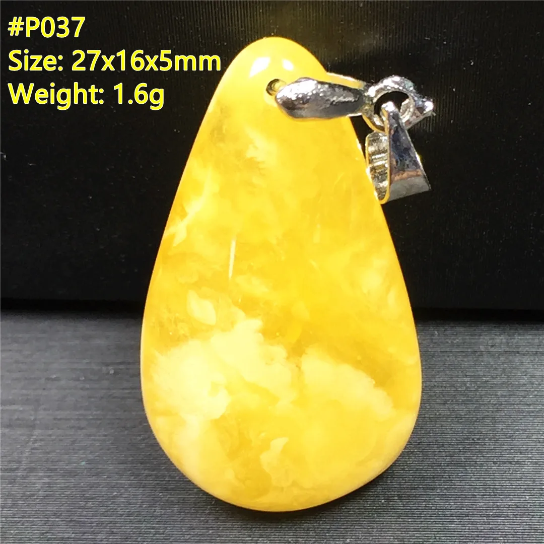 Natural Yellow Amber Necklace Pendant Jewelry For Woman Lady Man Healing Love Gift Crystal Silver Beads Stone Gemstone AAAAA