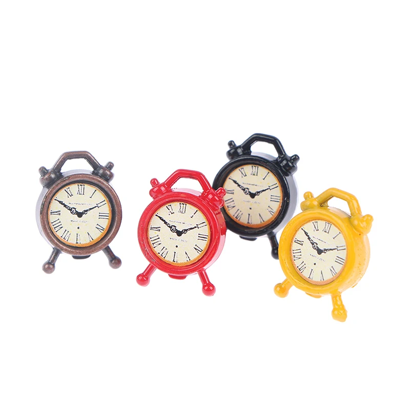 1:12 Scale 1pcs 6 Colors Alarm Clock Mini Home Decoration Dollhouse Miniature Toy Doll Kitchen Living Room Accessories