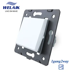 WELAIK EU  Push-Button Stairs 1Gang-2Way DIY Parts Wall Light-Switch-Crystal Glass-Panel A220V A712W