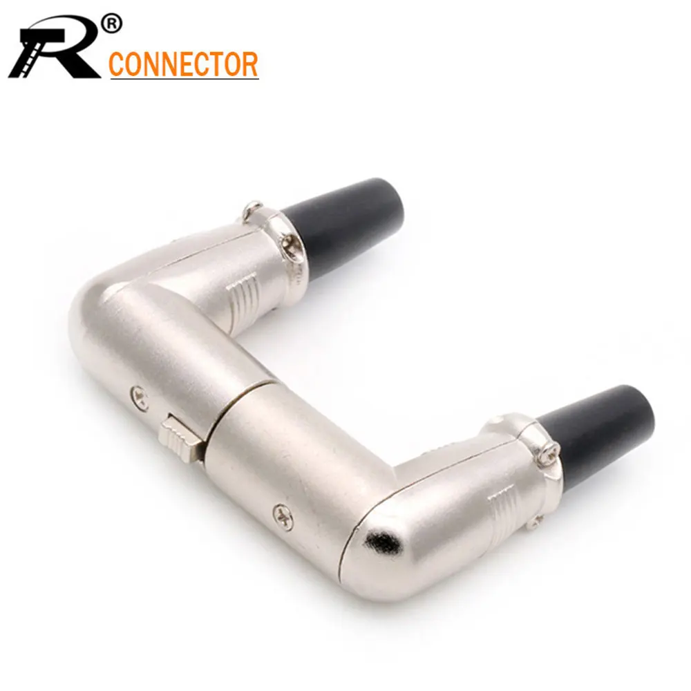 R Connector 1pair/2pcs 3 Pin XLR Male Female Plug Connectors Right Angle For Mic Microphone Speaker Audio Cable