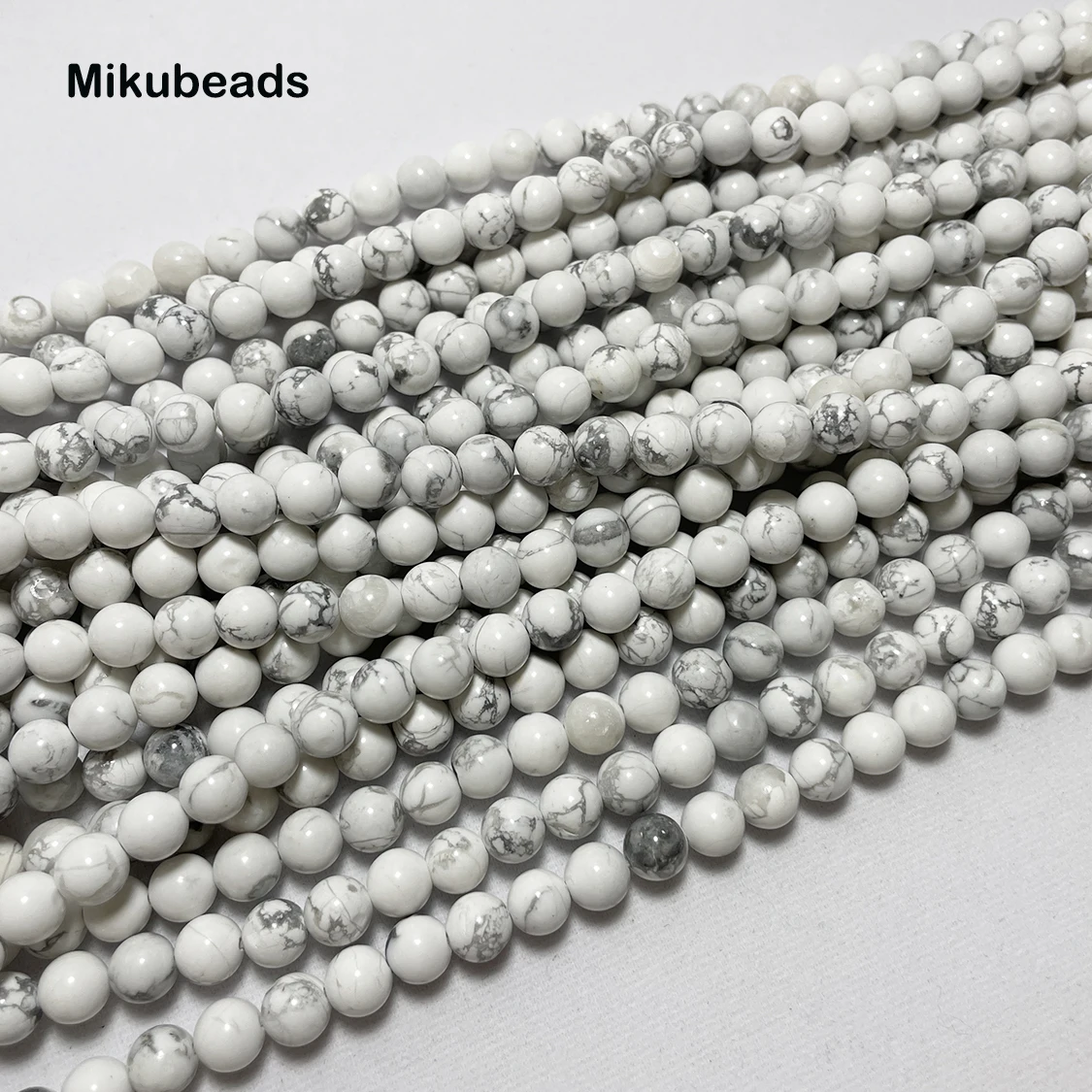 Wholesale Natural Stone 6mm 8mm 10mm White Howlite Turquoises Smooth Round Loose Beads 15" Strand For Jewelry gift Free shipping