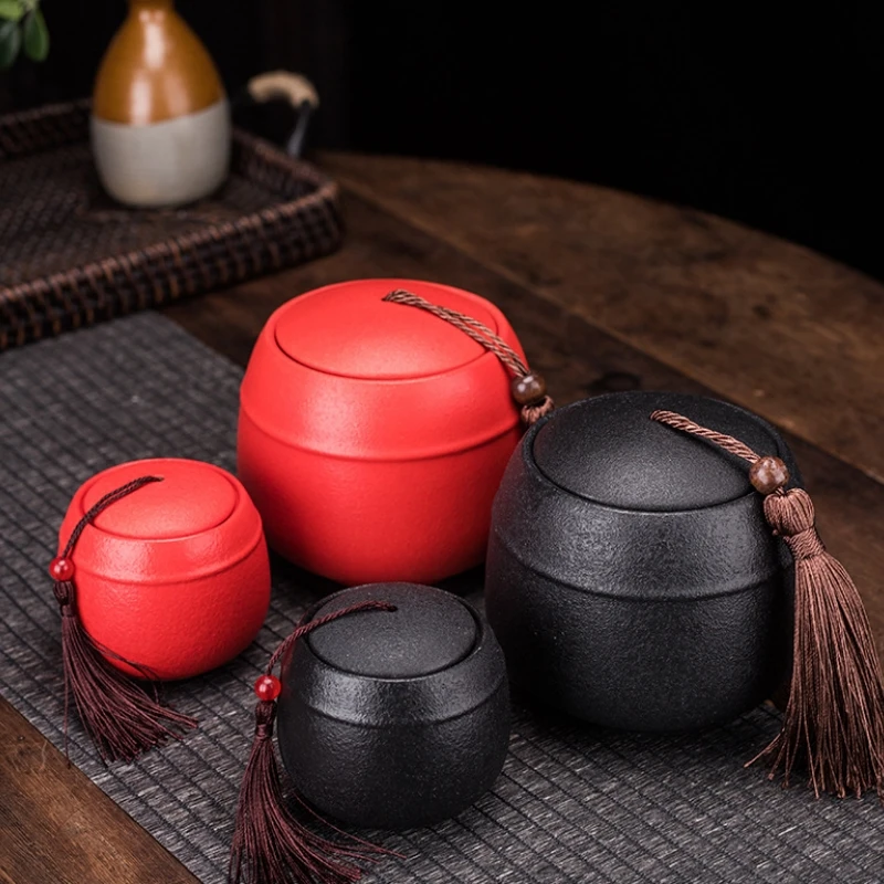 Color Ceramic Canister Memorial Pet Urn Seal Pot Big Keepsake Casket Porcelain Jar Human Ashes Storage Memento Burial Holder