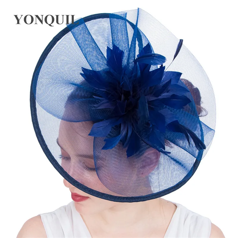 

Navy Sinamay Flower Fascinator Hat Headband Women Dinner Hair Accessories for Wedding Church Kentucky Derby Ascot Races Headwear