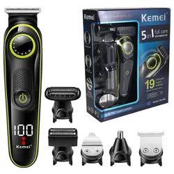 Kemei All in One Hair Trimmer For Men Electric Beard Hair Clipper Shaver Electric Body Groomer Trimer For Eyebrow，Nose，Ear，Face