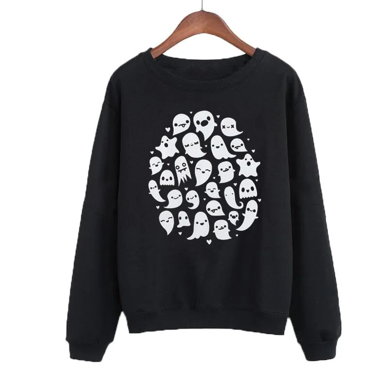 

Funny Crewneck Hoodie Women Hip Hop Harajuku Pullover Fashion Clothing Sweatshirts Ghosts Sweatshirt Streetwear Hoodies