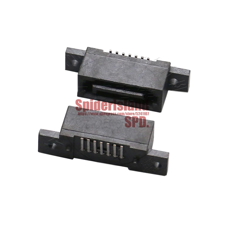 500pcs SATA 7P Male Connector All-Inclusive Vertical SMT with Positioning Screw Hole Connector Socket for DIY Weld Slot