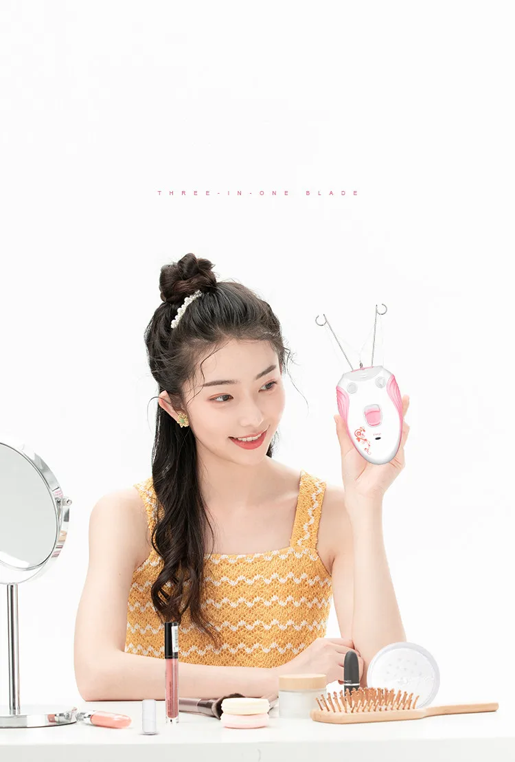 페이셜 헤어 리무버 레이디 면도기 충전식 전기 제 모기 면화 스레드 페이셜 리무버 여성용 레이디 뷰티 케어 기계