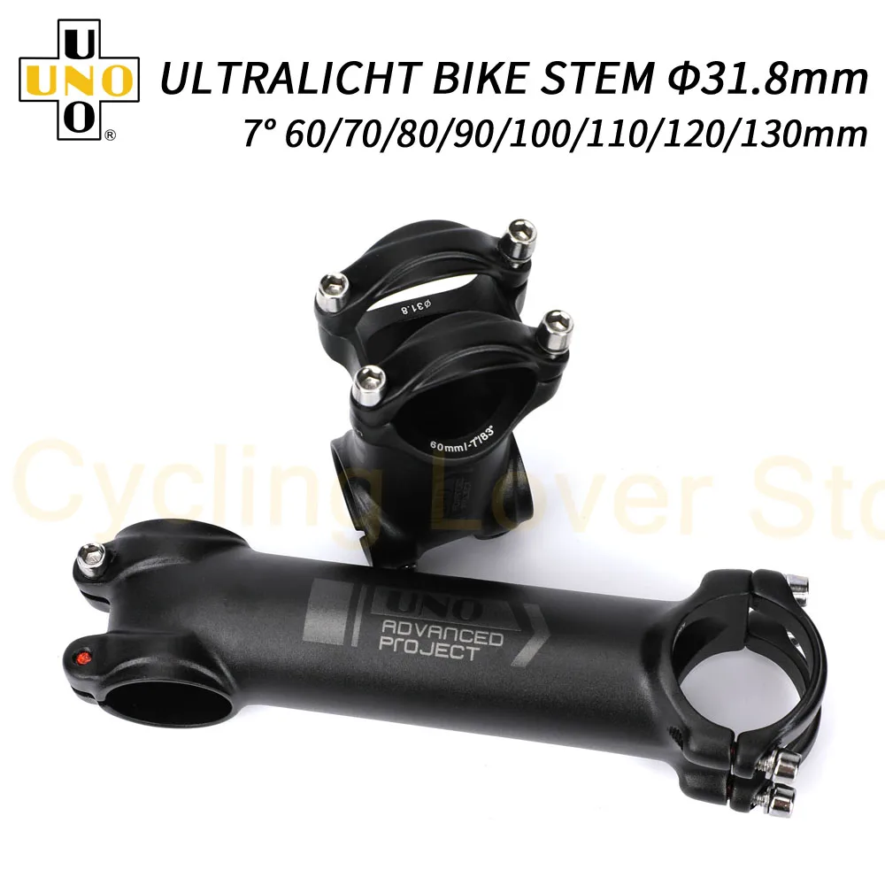 

UNO 7050 Ultra-Light 7 Degree Bike Stem MTB Road Bicycle Stem 31.8x60/70/80/90/100/110/120/130mm Cycling Parst Accessories