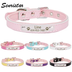 Personalized Engraved Name Tag Pet Dog Collar For Small Medium Large Dogs Custom ID Nameplate Soft Leather Puppy Cat Dog Collar