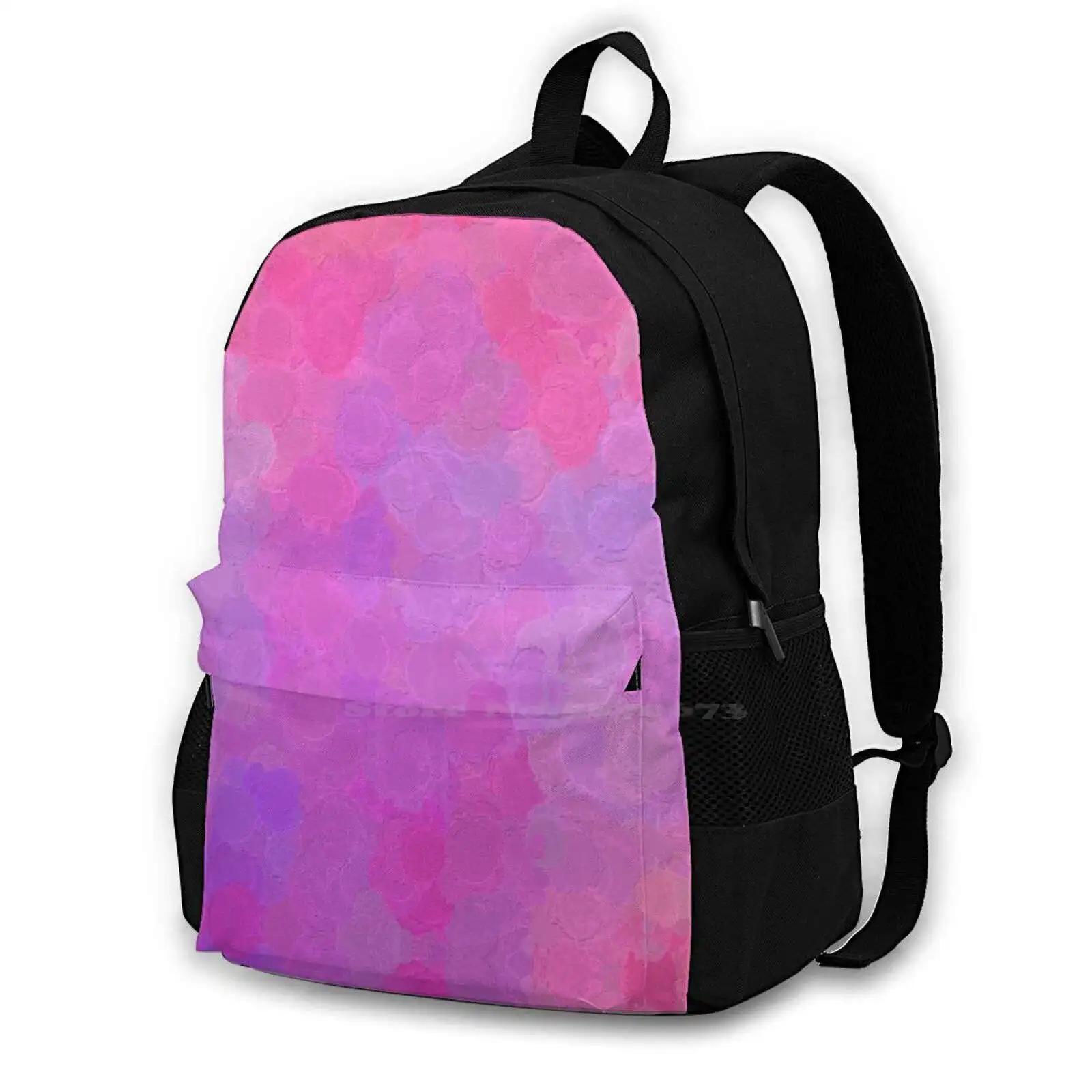 

Lipstick Lane Large Capacity School Backpack Laptop Bags Abstract Lipstick Dots Round Circles Bubbles Purple Light Pink