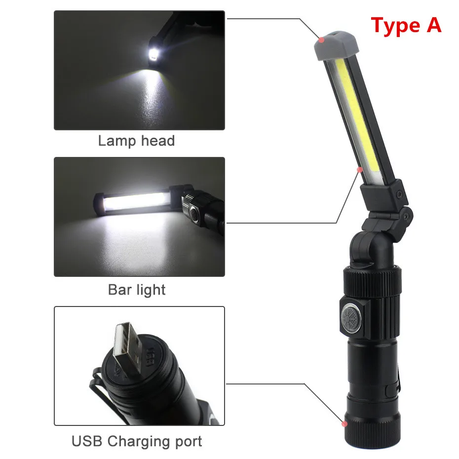 Portable COB Magnetic Industrial lighting built-in lithium battery Work Light forIndustrial workshop maintenance lighting D4