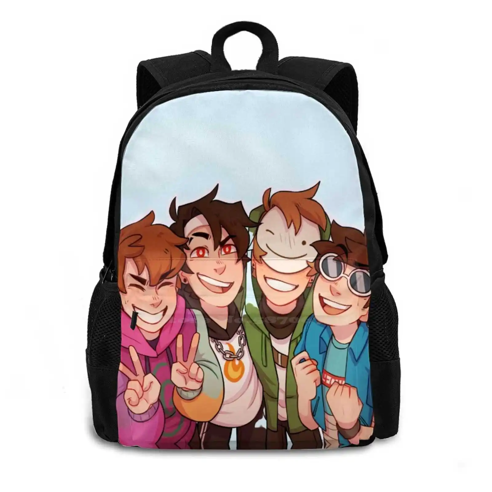 Jacobs Mcyts Poggers Dream Team Simp 384D Print Design Backpack Student Bag Streamer Georgenotfound Sapnapmcyt Dream Smpsmp