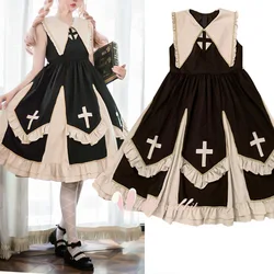 Japanese Harajuku Lolita Angel JSK Dress Cross Lolita Dress Cos Loli Tea Party College Elegant Sweet Dress Vintage Princess Vest