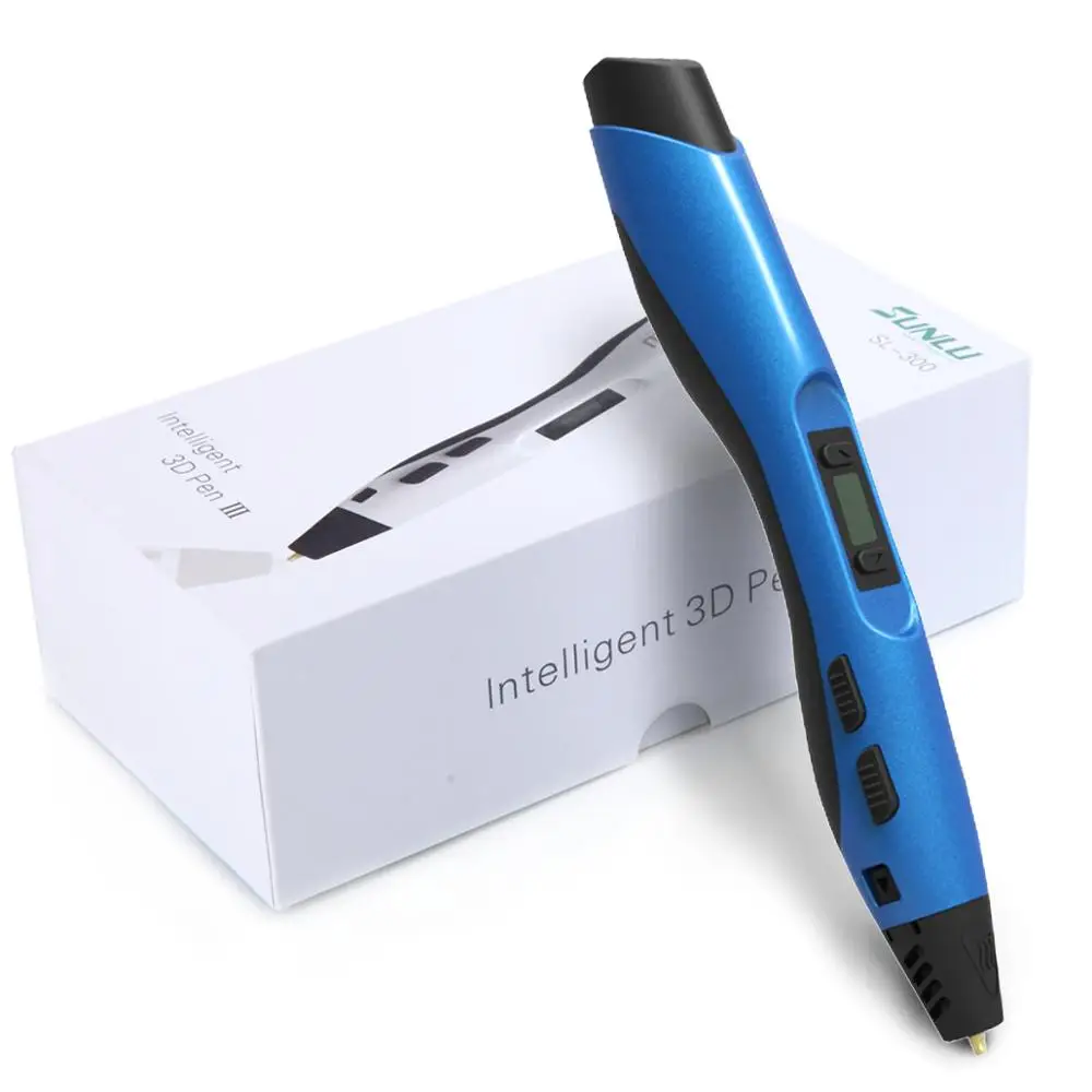 SUNLU 3D Pen SL300 Intelligent 3D Printing Pen LCD Screen Painting PLA/ABS Filament Creative Tool Blue color 3d pen