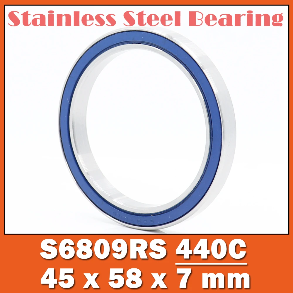 S6809RS Bearing 45*58*7 mm ABEC-3 ( 5 PCS ) 440C Stainless Steel S 6809RS Ball Bearings 6809 Stainless Steel Ball Bearing