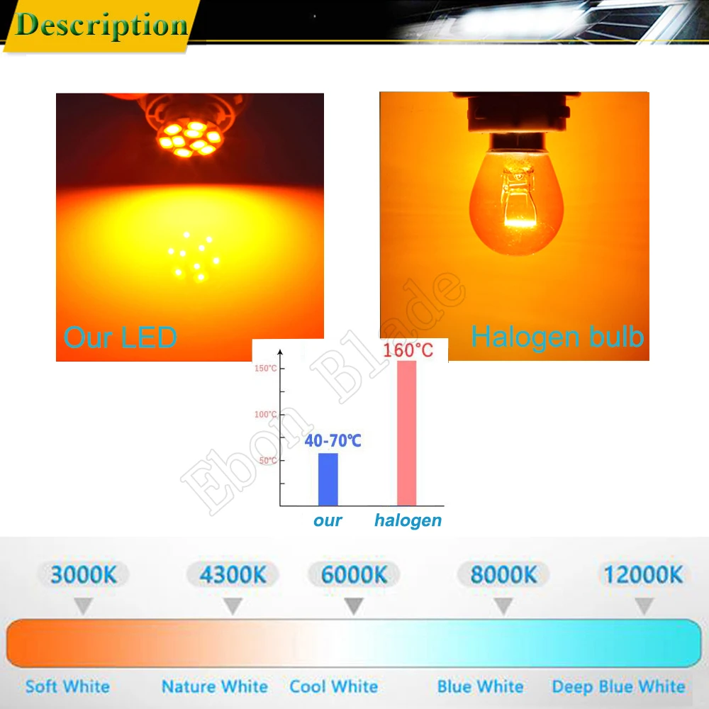 1Pcs Amber Yellow Orange BAU15S 7507 PY21W 1156PY 12V LED Bulb Lamp For Car Auto Front Turn Signal Light Styling
