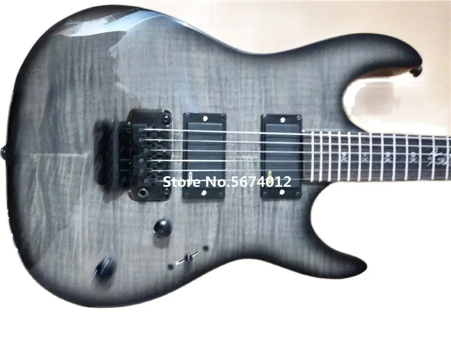 

Production of high - end custom electric guitar, black tiger skin, closed pickup double vibrato free shipping