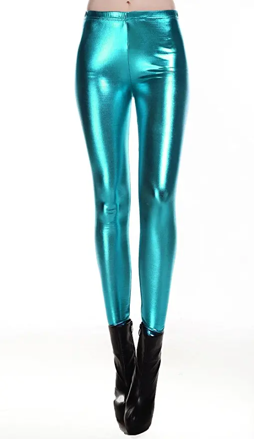 SPEERISE Frauen Spandex Shiny Metallic Gold Volle Länge Leggings Mid Taille Lila Hosen Kostüme Plus Größe Elastische Hosen