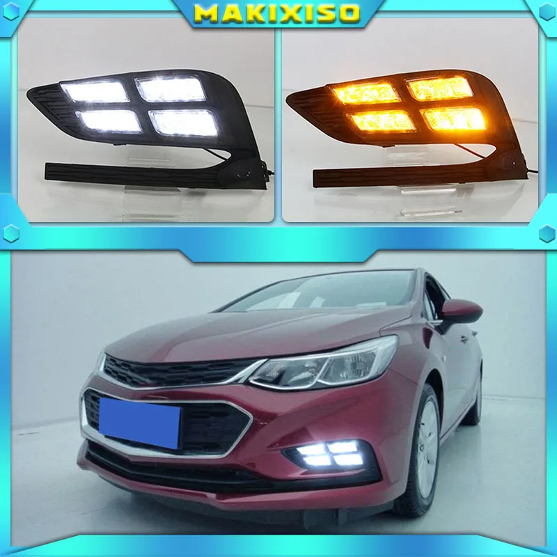 2Pcs DRL For Chevrolet Cruze 2016 2017 2018 Daytime Running Lights fog lamp cover headlight 12V Daylight signal for Chevy