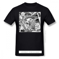Escher T Shirt MC Escher T-Shirts Cotton Fun Tees Shirt Mens Short Sleeves Printing Plus Size Streetwear Tshirt