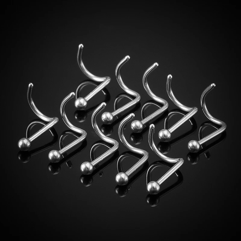 10 Stück Edelstahl Nasenstecker Set Nasenpiercing Set Nasenring Nariz Knochen Ohrstecker Schrauben für Mann Frauen Nasenloch Körperschmuck 20G – Detail 11