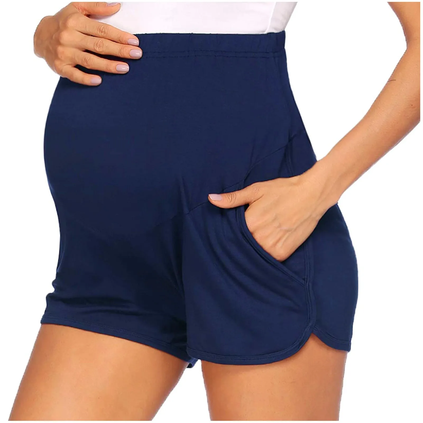 S-2XL Women Maternity Pregnancy Shorts Solid Color Sports Workout Lounge Short Pants Maternity Clothing Ropa Mujer Embarazada