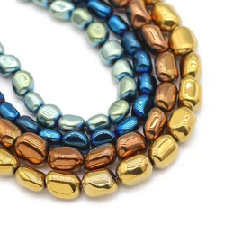 RBFHYER Hematite Natural Stone Irregular Oval Multicolor Spacer Loose Beads For Jewelry Making DIY Bracelets Accessories 8/7MM