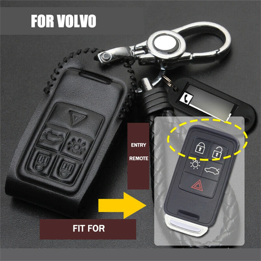 

Genuine Leather Remote Start Car Key Case Cover Fob Protector Holder Auto Accessories For Volvo S60 S80 V60 V70 XC60 XC70 V40