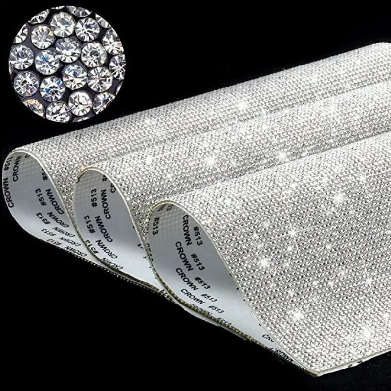 

Bling Rhinestone Crystal Sticker Decal Sheet Diy Double-sided Self-adhesive Car Tablet Decoration 24*20 Cm Protection Accessory