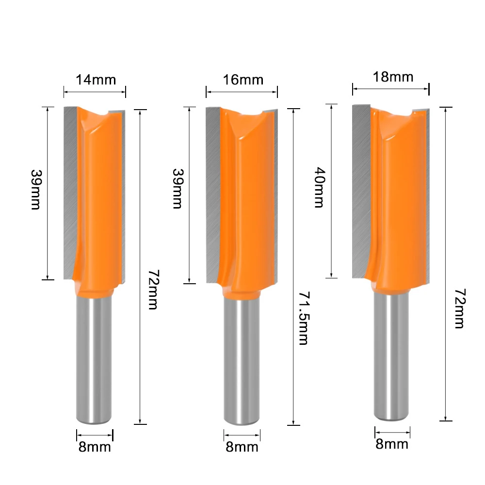 8mm Shank The diameter of 14 16 Double Flute Straight Bit Milling Cutter for Wood Tungsten Carbide Router Bit Woodwork Tool