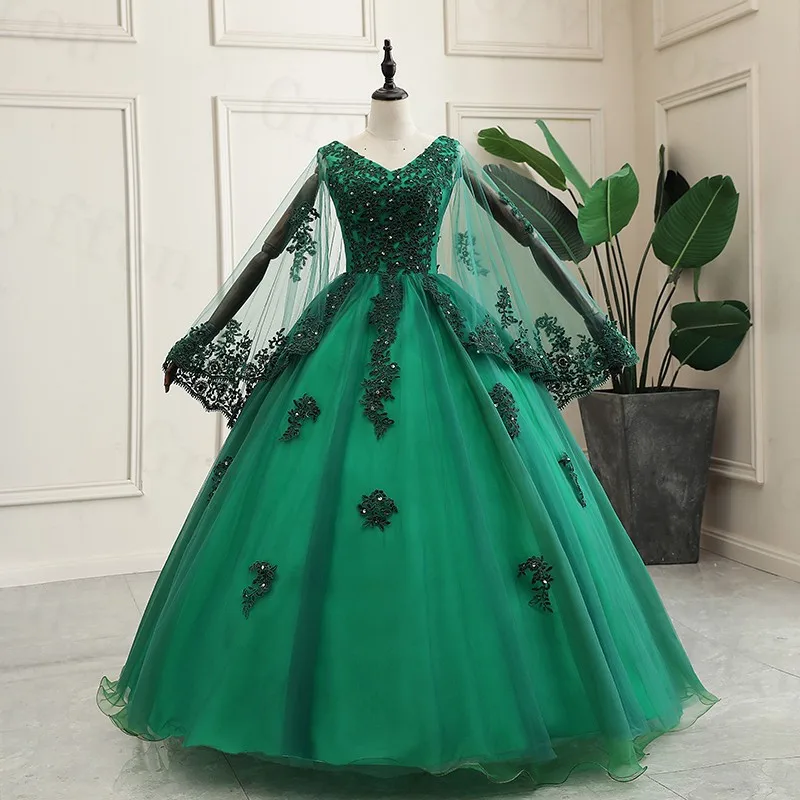 Vestidos De Quinceañera De lujo con encaje y cuello en V, traje De baile Formal Vintage, personalizado, 2021