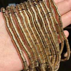 2 3 4mm Gold Plated Natural Stone Hematite Beads Flat Round Rondelle Beads For Jewelry Making DIY Bracelet Good Color Retention