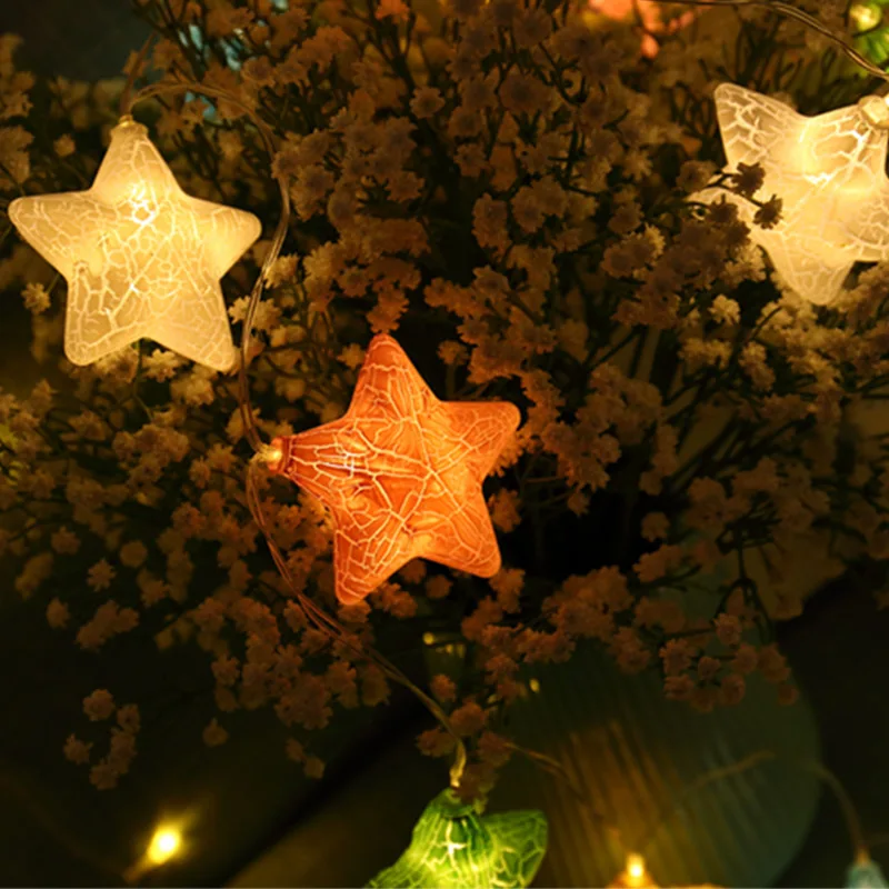 Imagem -03 - Rachadura Estrela Bateria Usb Alimentado Luz de Fadas Guirlanda Natal Luz da Corda para Festa Feriado Casamento Jardim Decoração 6m 40led