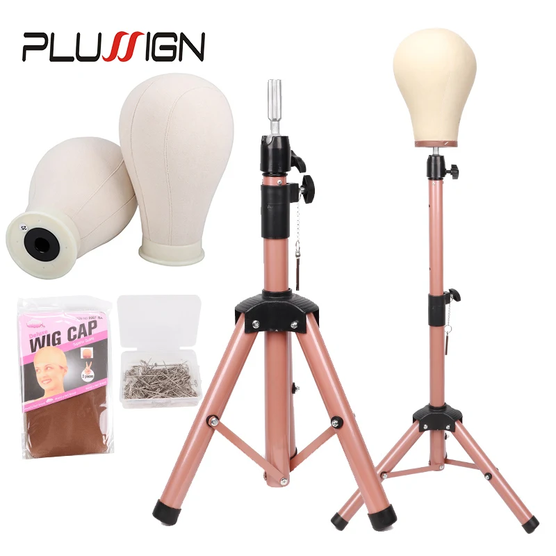 Wig Styling Stand With Canvas Head And T Pins Plussign Styrofoam Mannequin Head Canvas Block Head Wig Styling Tools For Salon