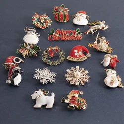 New Christmas Brooches Pins Cute Santa Snowman Claus Hat gloves Bells Socks Candy Enamel Pin Badges Brooch For Women Gift