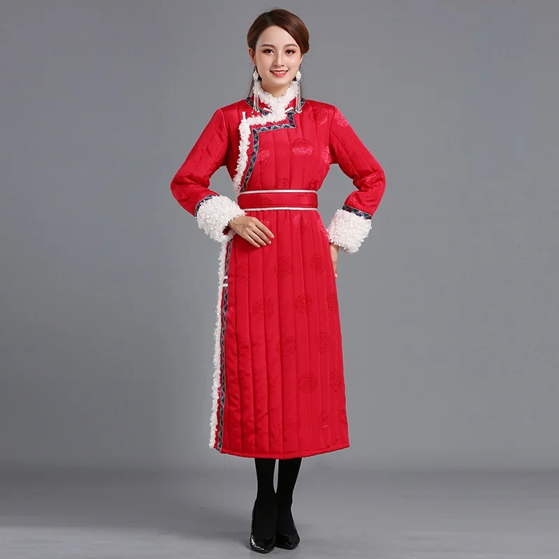 Winter Mongolian Robe Clothes for Women Ethnic Style Dress Costume Mongolian Coat