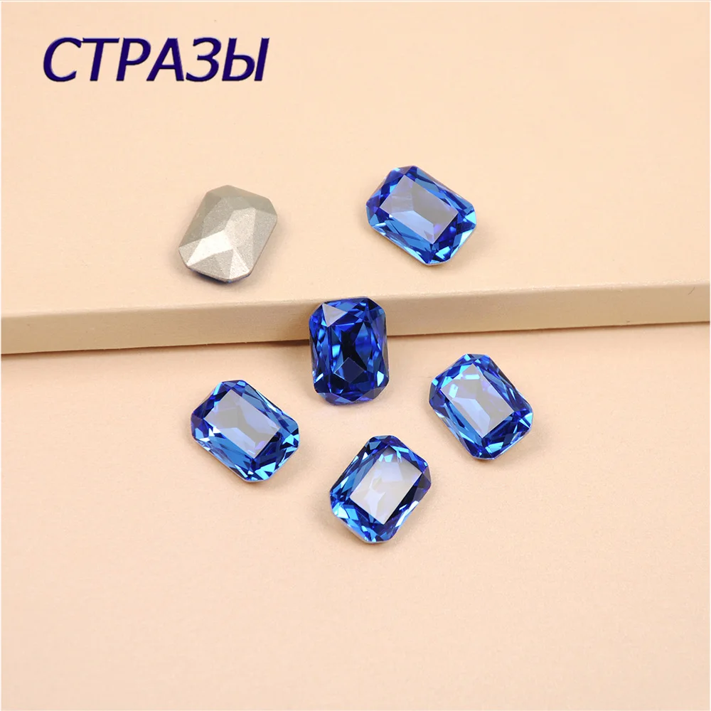 

Sapphire Sewing with Metal Base K9 Glass Rhinestones Crystal Point Back for Clothes Decoration Brooch Jewel Making