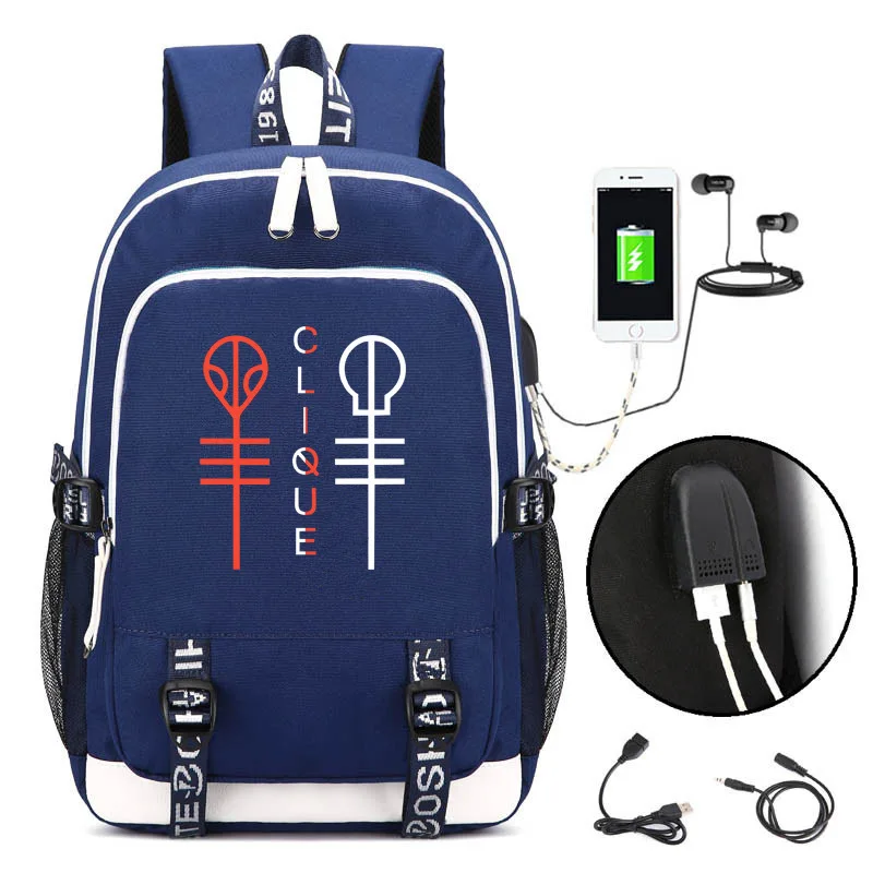 Twenty One Pilots Nylon Bookbag USB Charging Laptop Backpack Hip-pop Travel Bagpack Capacity School Bags for Teenage Rugzak