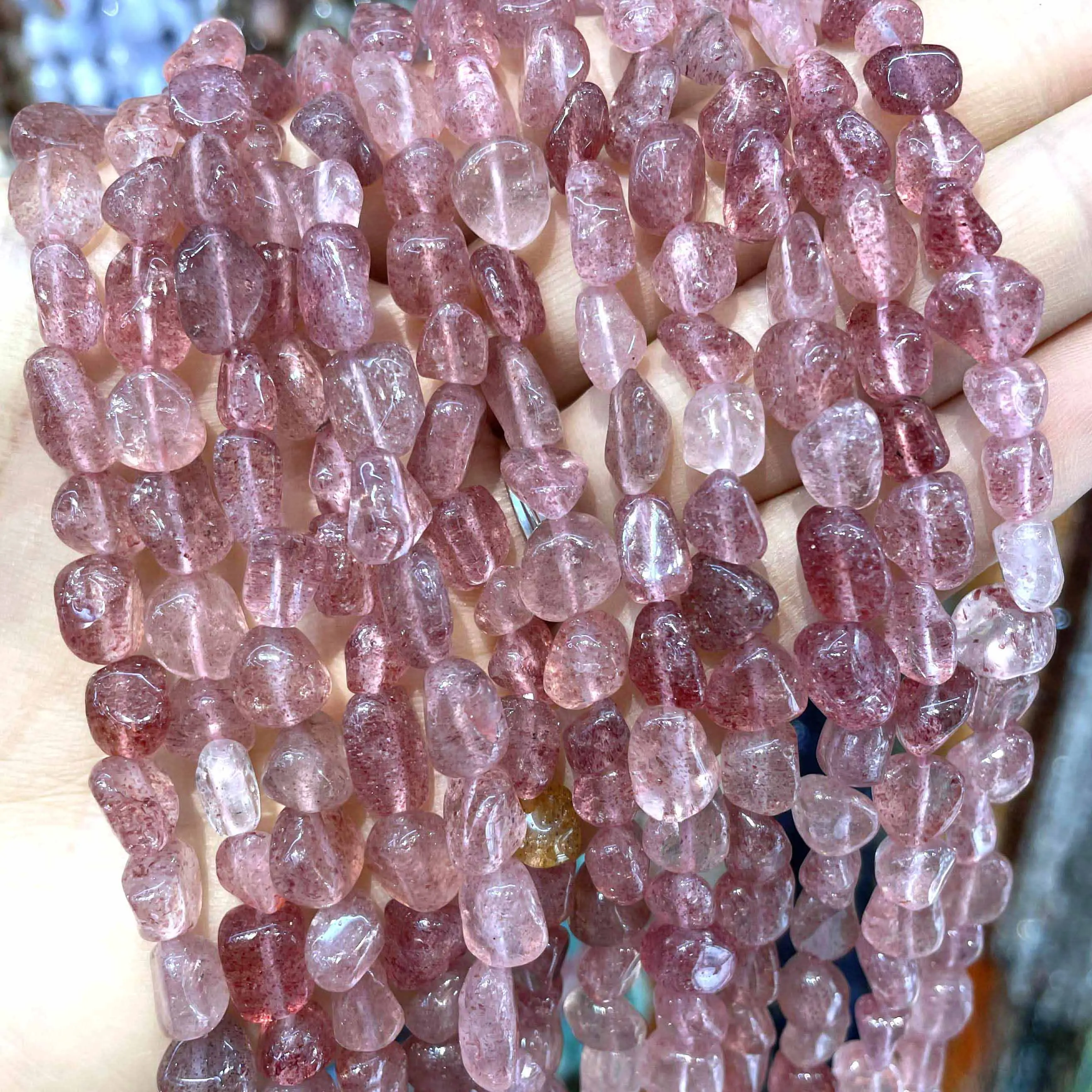 5-10mm Natural Irregular Strawberry Quartz Loose Beads For Jewelry Making Charms DIY Ear Studs Bracelet Necklace Accessories