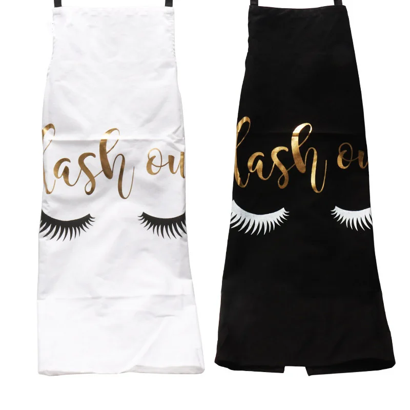 Fashion Eyelash Love Bronzing Cotton Apron Women Adult Bibs Home Cooking Baking Coffee Shop Cleaning Aprons Kitchen Accessories