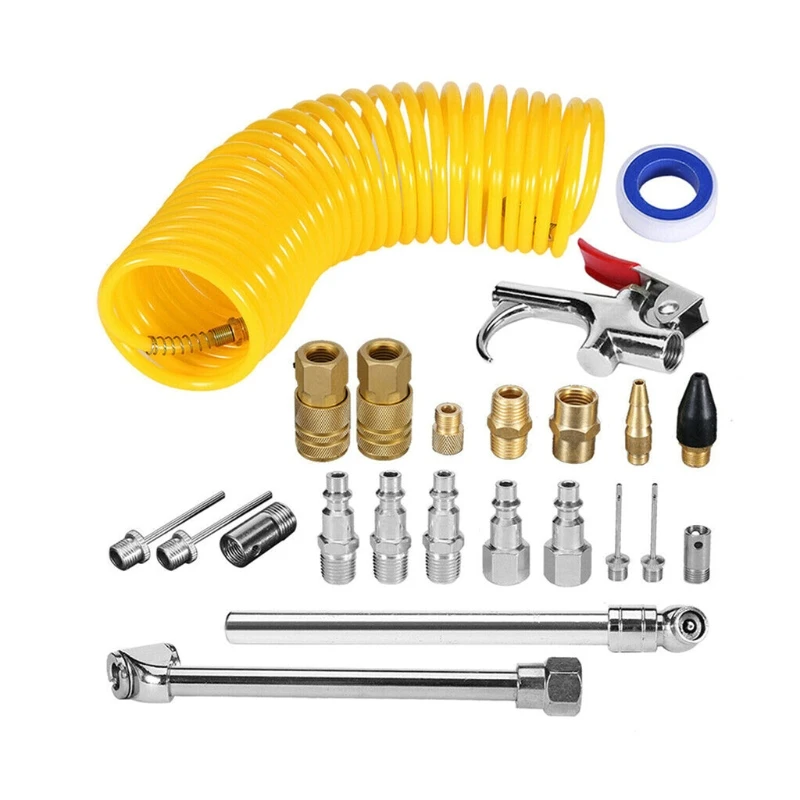 

20 pcs air compressor accessories kit contains various useful air compressor accessories 25 feet recoil air hose