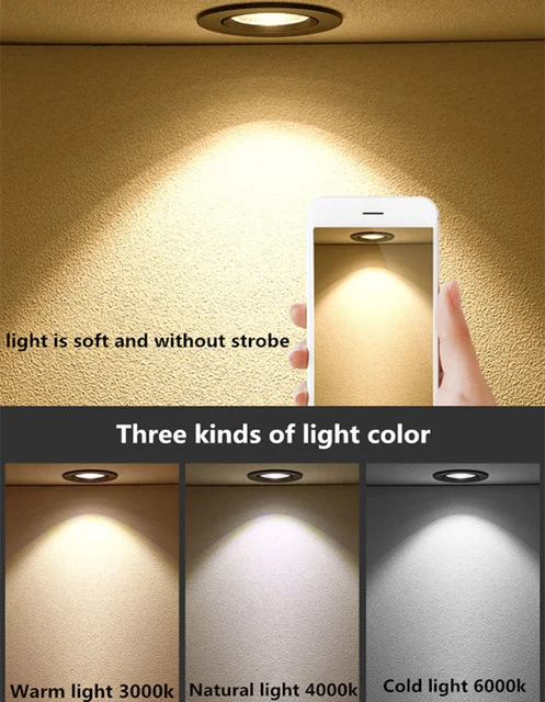 Dimmable LED COB Spotlight Ceiling Lamp AC85-265V 5W 7W 9W 12W 15W 18W 20W Aluminum Recessed Downlights Round LED Panel Light 5 Dimmable LED COB Spotlight Ceiling Lamp AC85-265V 5W 7W 9W 12W 15W 18W 20W Aluminum Recessed Downlights Round LED Panel Light 5