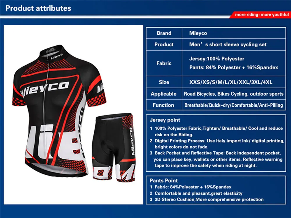 Red Pro Bicycle Team Kurzarm Maillot Ciclismo Herren Radtrikot Sets Sommer Atmungsaktive Fahrradbekleidung Anzug – Detail 11