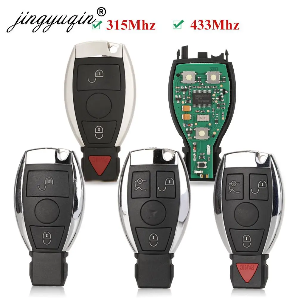 

jingyuqin BGA Style 2/3/4 Buttons Remote Smart Car Key 315Mhz / 433MHz for MB Mercedes BENZ C E S 2Supports Original NEC BGA Fob