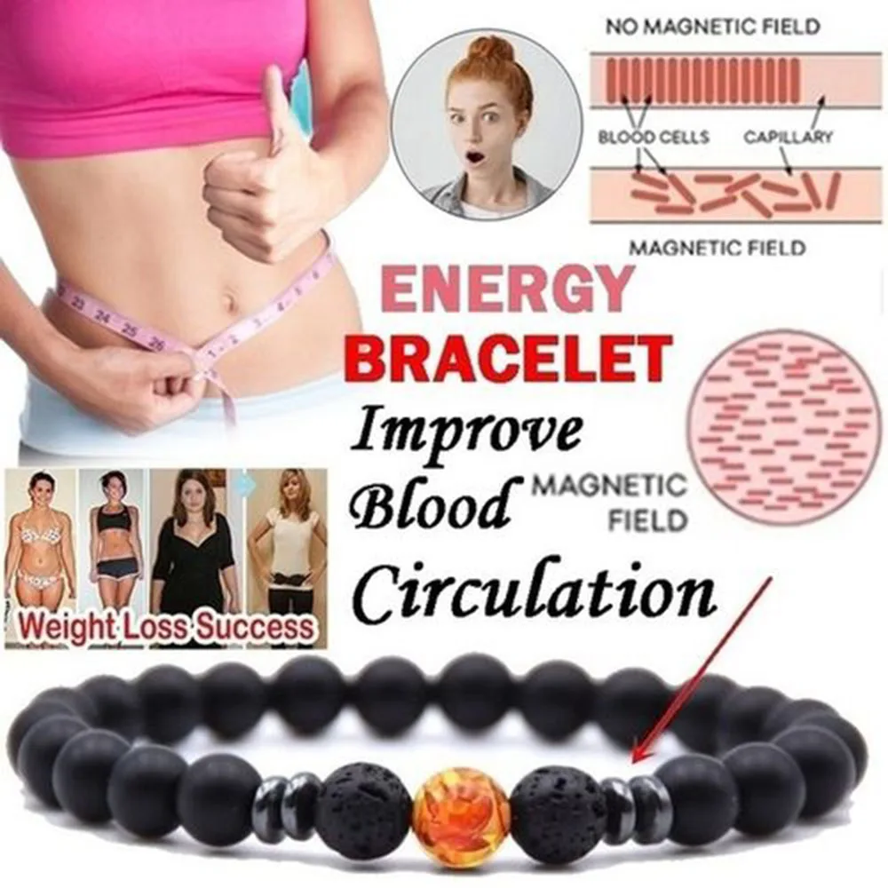 Frosted Black Volcanic Rock Amber Yoga Weight Loss Bracelet 1 pcs Free Shipping